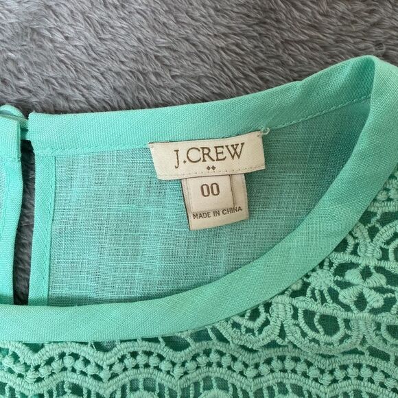 J Crew 100% Linen Embroidered  Lace Trim Short Sleeve Blouse Top - Picture 4 of 7